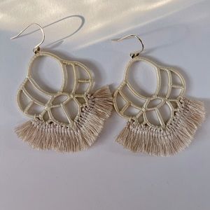 Stella & Dot ivory fringe chandelier earrings.